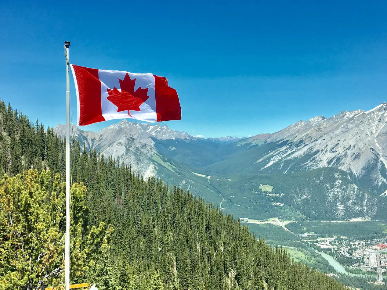Canadian landscape and flag theme