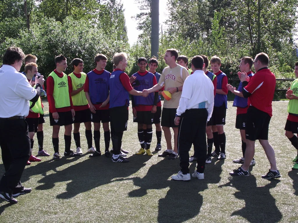 Soccer players at a showcase tournament