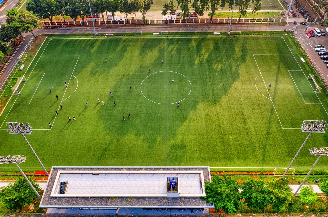 Soccer field ready for technical training