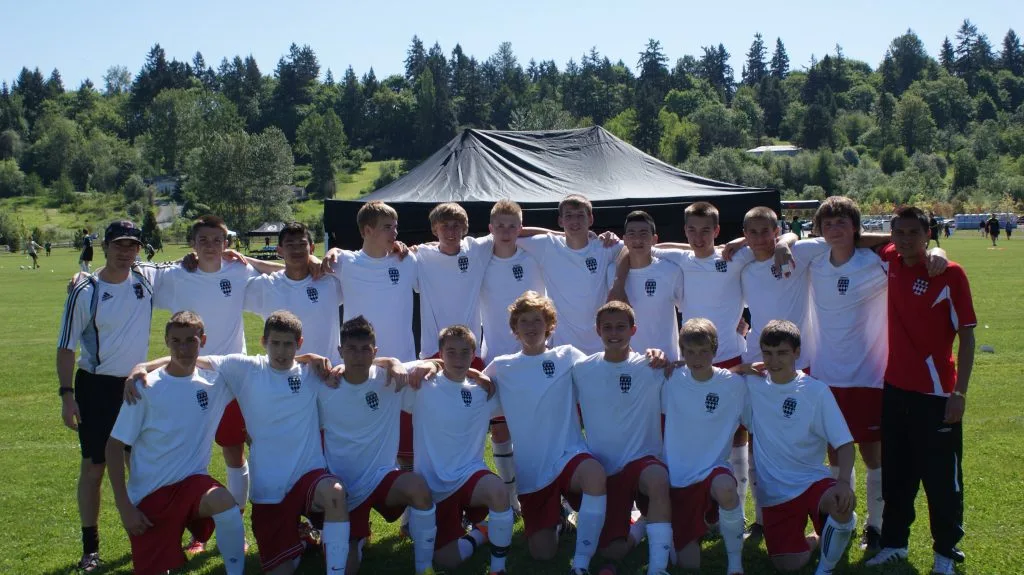 Men’s soccer team on the field
